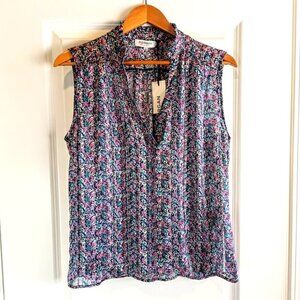 Morgan De Toi Sheer Floral Metallic Sleeveless Top NWT